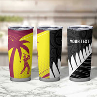 New Zealand and West Indies Cricket Custom Tumbler Cup Black Cap Windies Together - Polynesian Pride