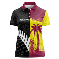 New Zealand and West Indies Cricket Custom Women Polo Shirt Black Cap Windies Together LT14 Female Black - Polynesian Pride