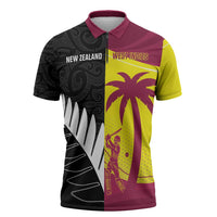 New Zealand and West Indies Cricket Custom Zipper Polo Shirt Black Cap Windies Together LT14 Black - Polynesian Pride