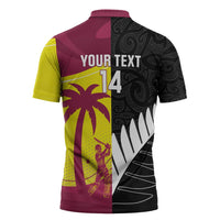 New Zealand and West Indies Cricket Custom Zipper Polo Shirt Black Cap Windies Together LT14 - Polynesian Pride