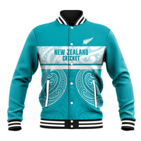 New Zealand Silver Fern Cricket Custom Baseball Jacket Black Cap Teal Maori Pattern LT14 Unisex Teal - Polynesian Pride
