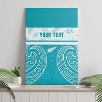 New Zealand Silver Fern Cricket Custom Canvas Wall Art Black Cap Teal Maori Pattern - Polynesian Pride