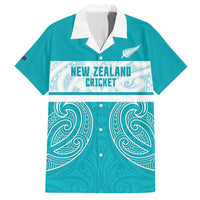 New Zealand Silver Fern Cricket Custom Family Matching Tank Maxi Dress and Hawaiian Shirt Black Cap Teal Maori Pattern - Polynesian Pride