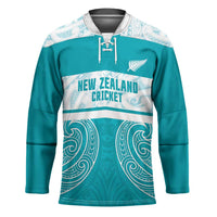 New Zealand Silver Fern Cricket Custom Hockey Jersey Black Cap Teal Maori Pattern LT14 Unisex Teal - Polynesian Pride