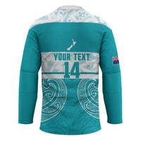 New Zealand Silver Fern Cricket Custom Hockey Jersey Black Cap Teal Maori Pattern LT14 - Polynesian Pride