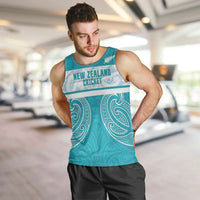 New Zealand Silver Fern Cricket Custom Men Tank Top Black Cap Teal Maori Pattern LT14 Teal - Polynesian Pride