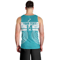 New Zealand Silver Fern Cricket Custom Men Tank Top Black Cap Teal Maori Pattern LT14 - Polynesian Pride