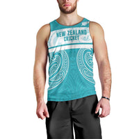 New Zealand Silver Fern Cricket Custom Men Tank Top Black Cap Teal Maori Pattern LT14 - Polynesian Pride