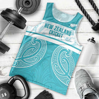 New Zealand Silver Fern Cricket Custom Men Tank Top Black Cap Teal Maori Pattern LT14 - Polynesian Pride