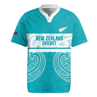 New Zealand Silver Fern Cricket Custom Rugby Jersey Black Cap Teal Maori Pattern LT14 Teal - Polynesian Pride