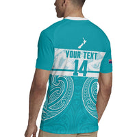New Zealand Silver Fern Cricket Custom Rugby Jersey Black Cap Teal Maori Pattern - Polynesian Pride