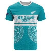 New Zealand Silver Fern Cricket Custom T Shirt Black Cap Teal Maori Pattern LT14 Teal - Polynesian Pride