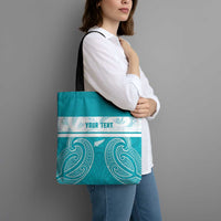 New Zealand Silver Fern Cricket Custom Tote Bag Black Cap Teal Maori Pattern - Polynesian Pride