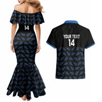 New Zealand Silver Fern Cricket Custom Couples Matching Mermaid Dress and Hawaiian Shirt Black Cap T20 Version - Polynesian Pride