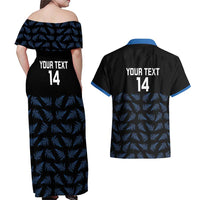 New Zealand Silver Fern Cricket Custom Couples Matching Off Shoulder Maxi Dress and Hawaiian Shirt Black Cap T20 Version - Polynesian Pride