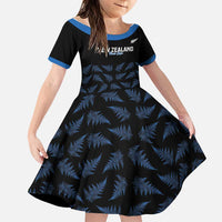 New Zealand Silver Fern Cricket Custom Family Matching Mermaid Dress and Hawaiian Shirt Black Cap T20 Version - Polynesian Pride