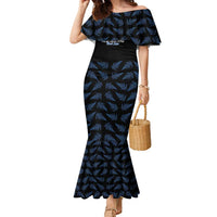 New Zealand Silver Fern Cricket Custom Family Matching Mermaid Dress and Hawaiian Shirt Black Cap T20 Version - Polynesian Pride