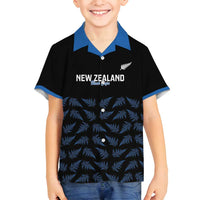 New Zealand Silver Fern Cricket Custom Family Matching Off Shoulder Short Dress and Hawaiian Shirt Black Cap T20 Version - Polynesian Pride