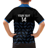 New Zealand Silver Fern Cricket Custom Family Matching Short Sleeve Bodycon Dress and Hawaiian Shirt Black Cap T20 Version - Polynesian Pride