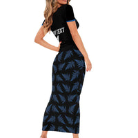 New Zealand Silver Fern Cricket Custom Family Matching Short Sleeve Bodycon Dress and Hawaiian Shirt Black Cap T20 Version - Polynesian Pride
