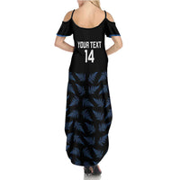 New Zealand Silver Fern Cricket Custom Family Matching Summer Maxi Dress and Hawaiian Shirt Black Cap T20 Version - Polynesian Pride