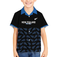 New Zealand Silver Fern Cricket Custom Kid Hawaiian Shirt Black Cap T20 Version LT14 Kid Black - Polynesian Pride
