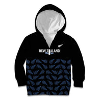 New Zealand Silver Fern Cricket Custom Kid Hoodie Black Cap T20 Version LT14 Zip Hoodie Black - Polynesian Pride