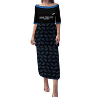 New Zealand Silver Fern Cricket Custom Puletasi Black Cap T20 Version LT14 Long Dress Black - Polynesian Pride