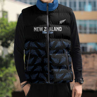 New Zealand Silver Fern Cricket Custom Sleeveless Puffer Jacket Black Cap T20 Version - Polynesian Pride