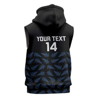 New Zealand Silver Fern Cricket Custom Sleeveless Zip Hoodie Black Cap T20 Version - Polynesian Pride