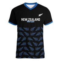 New Zealand Silver Fern Cricket Custom Women V-Neck T-Shirt Black Cap T20 Version LT14 Female Black - Polynesian Pride