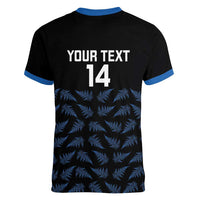 New Zealand Silver Fern Cricket Custom Women V-Neck T-Shirt Black Cap T20 Version LT14 - Polynesian Pride