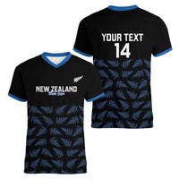 New Zealand Silver Fern Cricket Custom Women V-Neck T-Shirt Black Cap T20 Version LT14 - Polynesian Pride