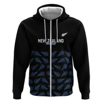 New Zealand Silver Fern Cricket Custom Zip Hoodie Black Cap T20 Version - Polynesian Pride
