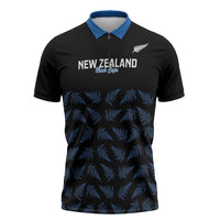 New Zealand Silver Fern Cricket Custom Zipper Polo Shirt Black Cap T20 Version LT14 Black - Polynesian Pride