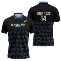 New Zealand Silver Fern Cricket Custom Zipper Polo Shirt Black Cap T20 Version LT14 - Polynesian Pride