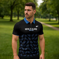 New Zealand Silver Fern Cricket Custom Zipper Polo Shirt Black Cap T20 Version LT14 - Polynesian Pride