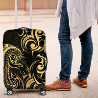 Gold And Black Aoteara Horse Racing Luggage Cover NZ Maori Pattern