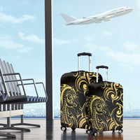 Gold And Black Aoteara Horse Racing Luggage Cover NZ Maori Pattern