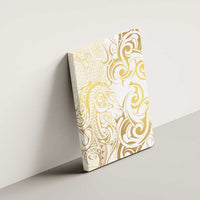 Gold And White Aoteara Horse Racing Canvas Wall Art NZ Maori Pattern