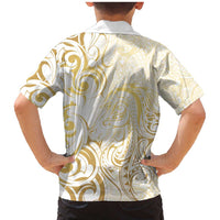 Gold And White Aoteara Horse Racing Family Matching Mermaid Dress and Hawaiian Shirt NZ Maori Pattern