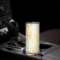 Gold And White Aoteara Horse Racing Skinny Tumbler NZ Maori Pattern