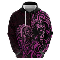Pink Aoteara Horse Racing Zip Hoodie NZ Maori Pattern