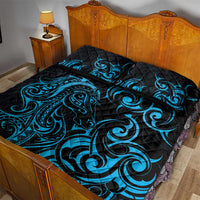 Blue Aoteara Horse Racing Quilt Bed Set NZ Maori Pattern