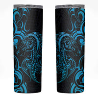 Blue Aoteara Horse Racing Skinny Tumbler NZ Maori Pattern