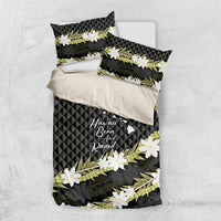 Born And Raised Aloha Hawaii Bedding Set Kanaka Kakau Hawaiian Tiare Pakalana Lei LT14 US Twin 172cm x 218cm Black - Polynesian Pride