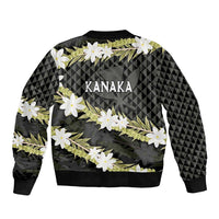 Born And Raised Aloha Hawaii Bomber Jacket Kanaka Kakau Hawaiian Tiare Pakalana Lei LT14 - Polynesian Pride