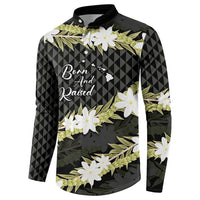 Born And Raised Aloha Hawaii Button Sweatshirt Kanaka Kakau Hawaiian Tiare Pakalana Lei LT14 - Polynesian Pride