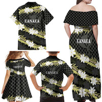 Born And Raised Aloha Hawaii Family Matching Off Shoulder Maxi Dress and Hawaiian Shirt Kanaka Kakau Hawaiian Tiare Pakalana Lei LT14 - Polynesian Pride