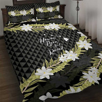 Born And Raised Aloha Hawaii Quilt Bed Set Kanaka Kakau Hawaiian Tiare Pakalana Lei LT14 Black - Polynesian Pride
